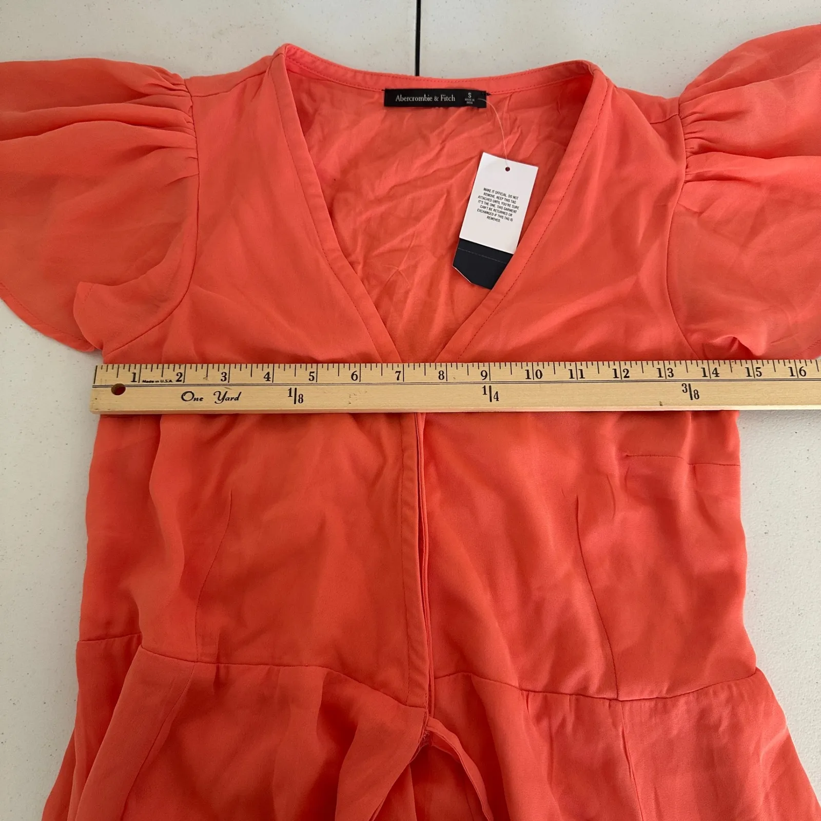 New Abercrombie Fitch Angel Coral Flutter Sleeve Wrap Midi Dress Small Party - Image 16