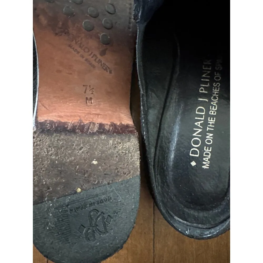 Donald J. Pliner Suede Slip On Black Mule Loafers Shoes 7.5 - Image 12