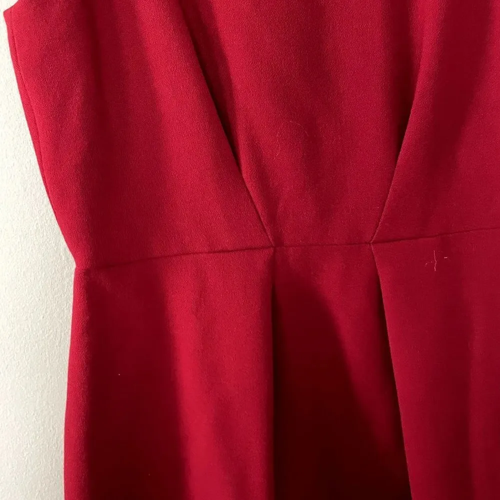 LOFT red fitted sleeveless dress bright red comfortable darts semi formal - Image 4