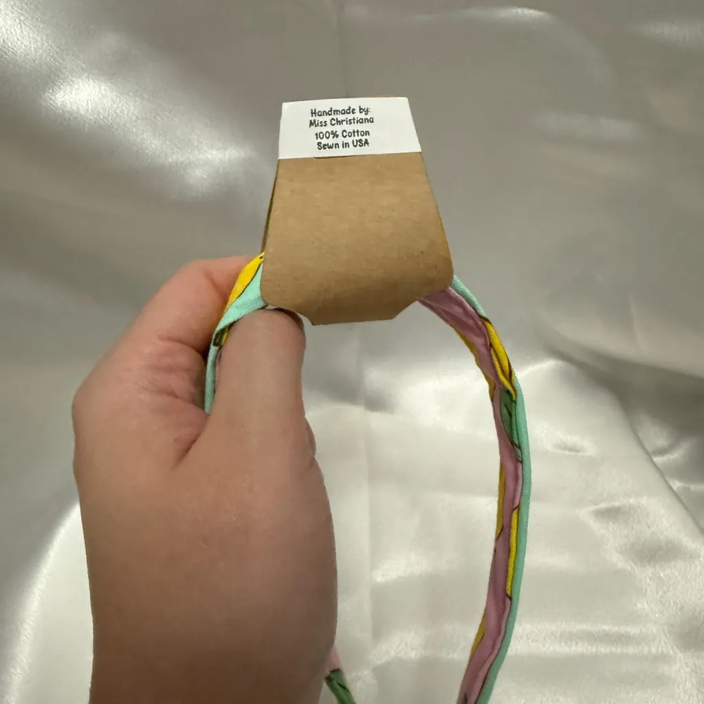 Handmade Colorful Lemon Wristlet Keychain with Light Pink Pompom - Image 2