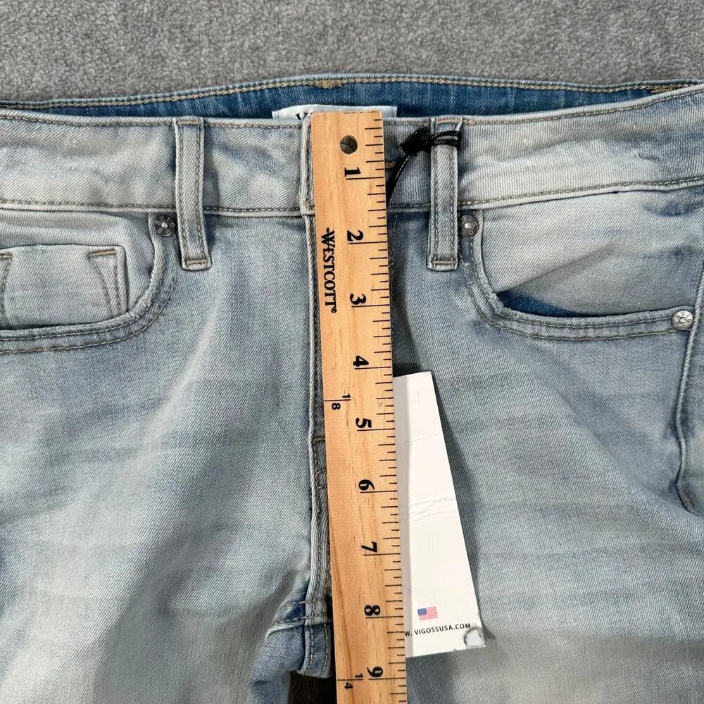 Vigoss Marley Mid Rise Skinny Jeans Light Wash Womens 24 Ripped Knees Distressed - Image 3