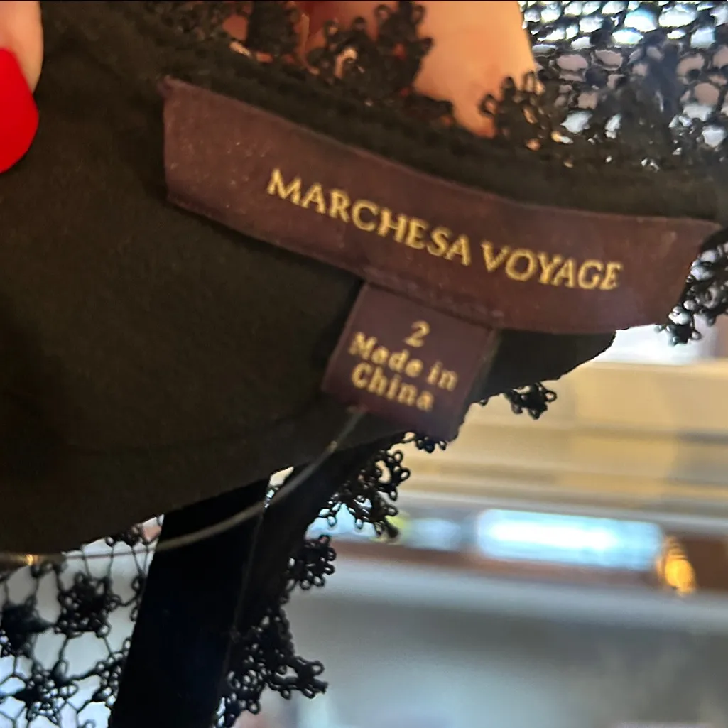 Marchesa Voyage sheath black lace cutout dress size 2 romantic regency old money - Image 9