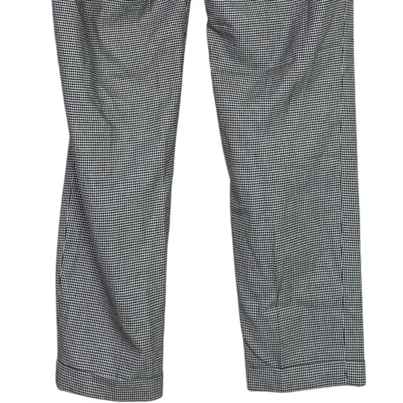 Zara Gingham Straight Leg Crop Slim Pant Ankle Fold Detail Pocket M Black White - Image 6