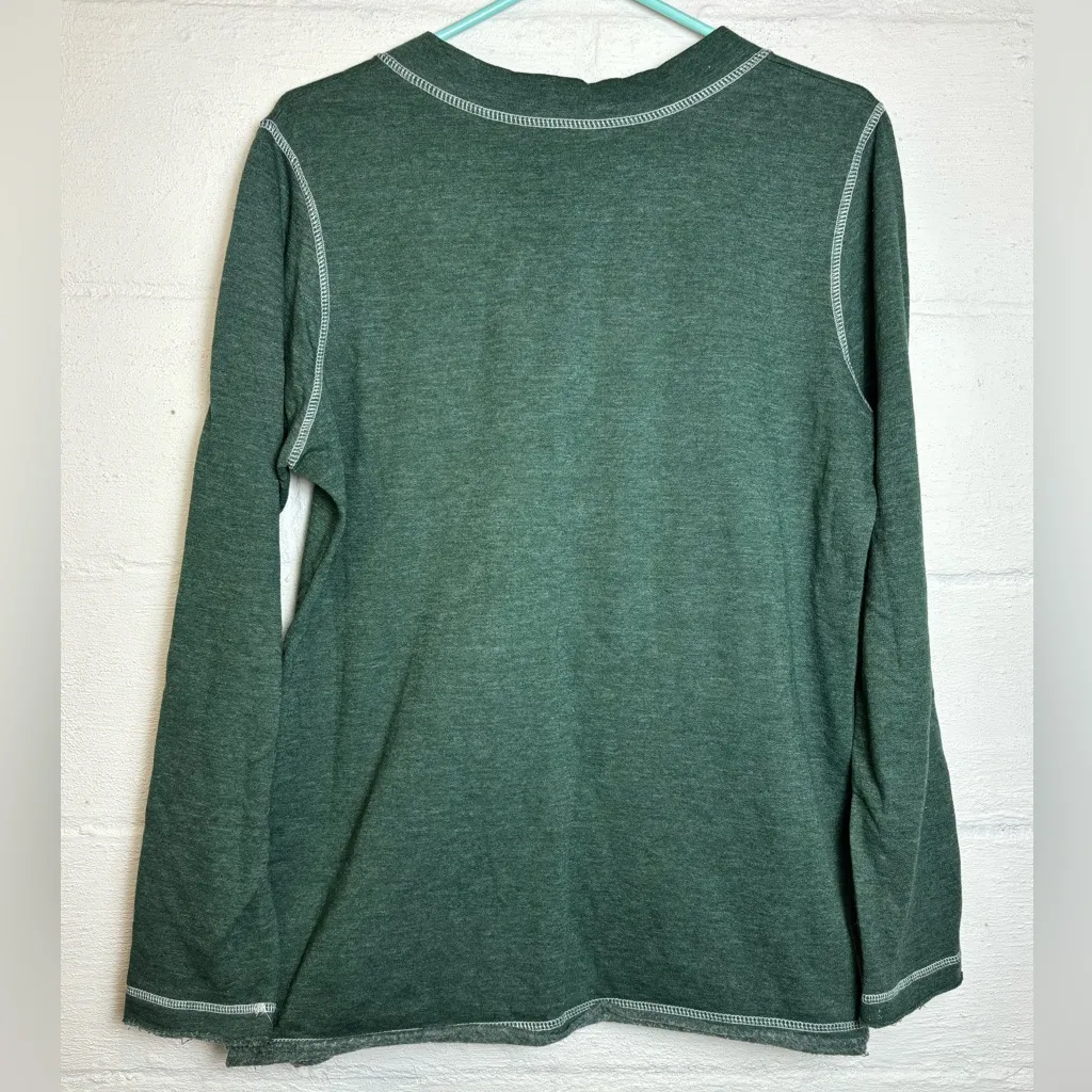 Majestic Green Bay Packers Woman’s Long Sleeve Cozy Lace Up Vneck Casual Shirt - Image 5