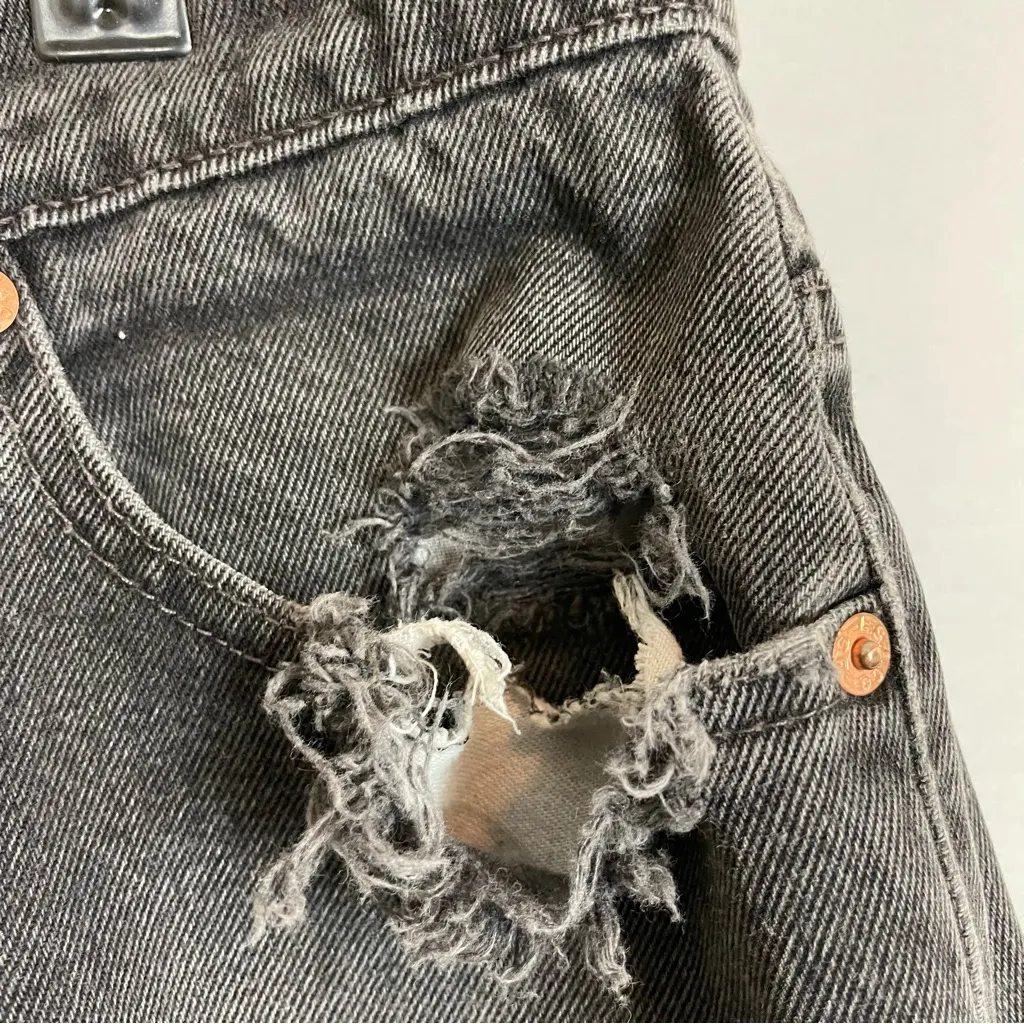 Vintage Levi's 512 Jeans 1998‎ Destroyed Distressed Faded Black Grunge 14 Reg M - Image 11