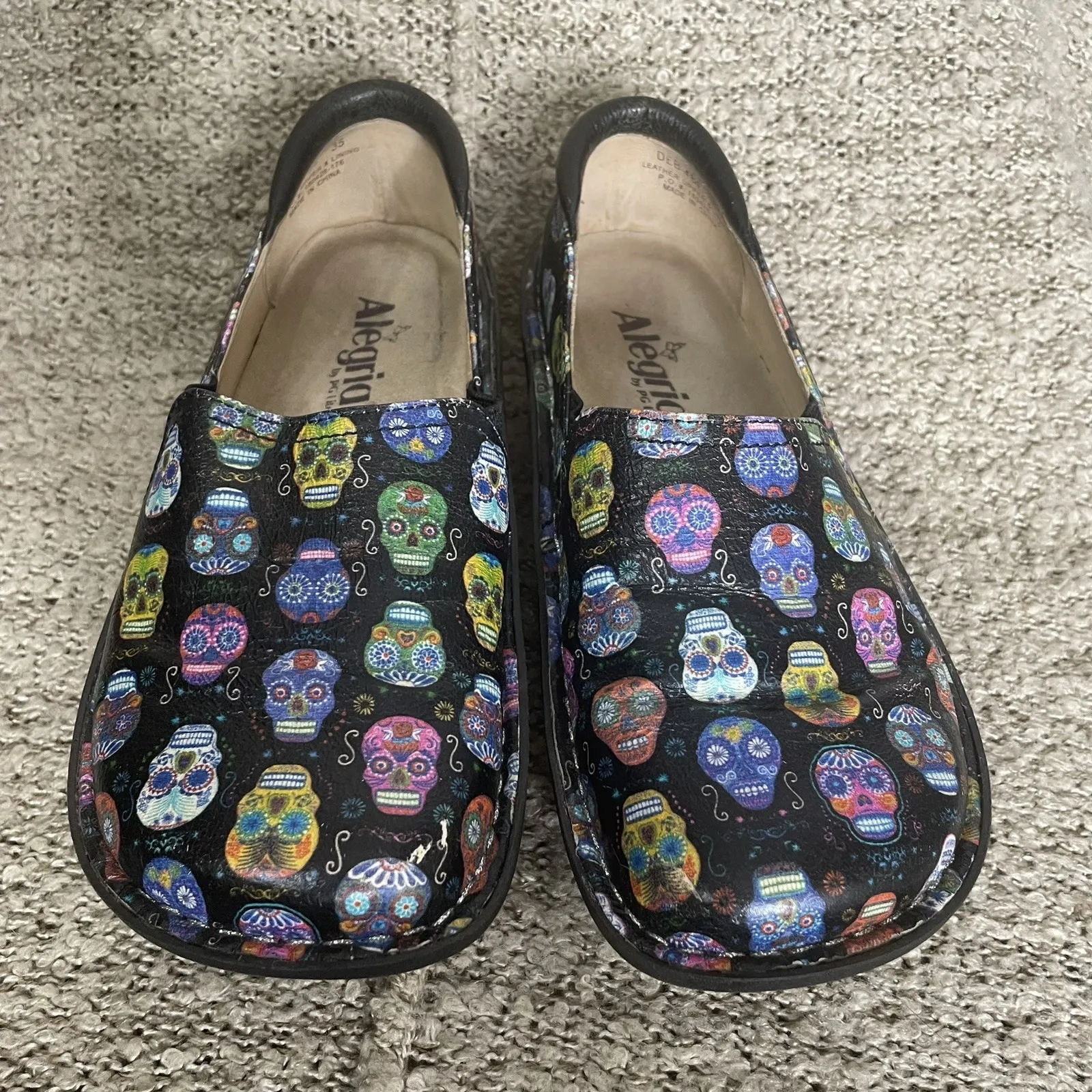 Alegria Debra Orthopedic Shoe Sugar Skulls Black Purple Blue Size 35 - Image 2