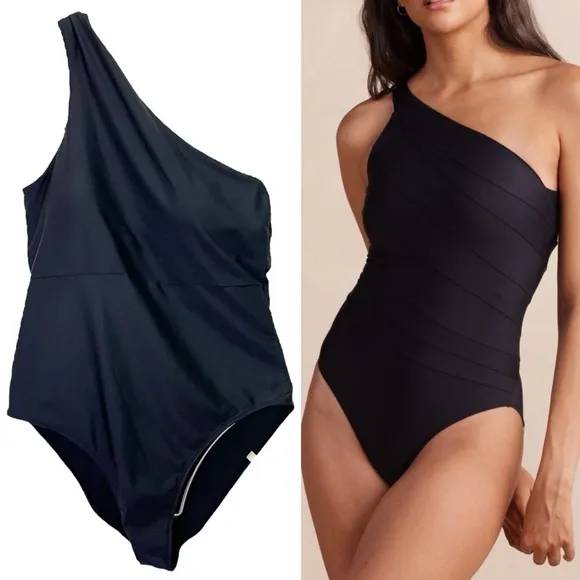 Summersalt Sidestroke Swimsuit Size 14 Black One Shoulder One Piece UPF 50+ - Image 2