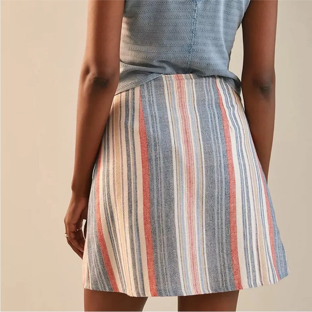 Anthropologie Porridge Clothing Striped Cotton Wrap Skirt - Size Small - Image 3