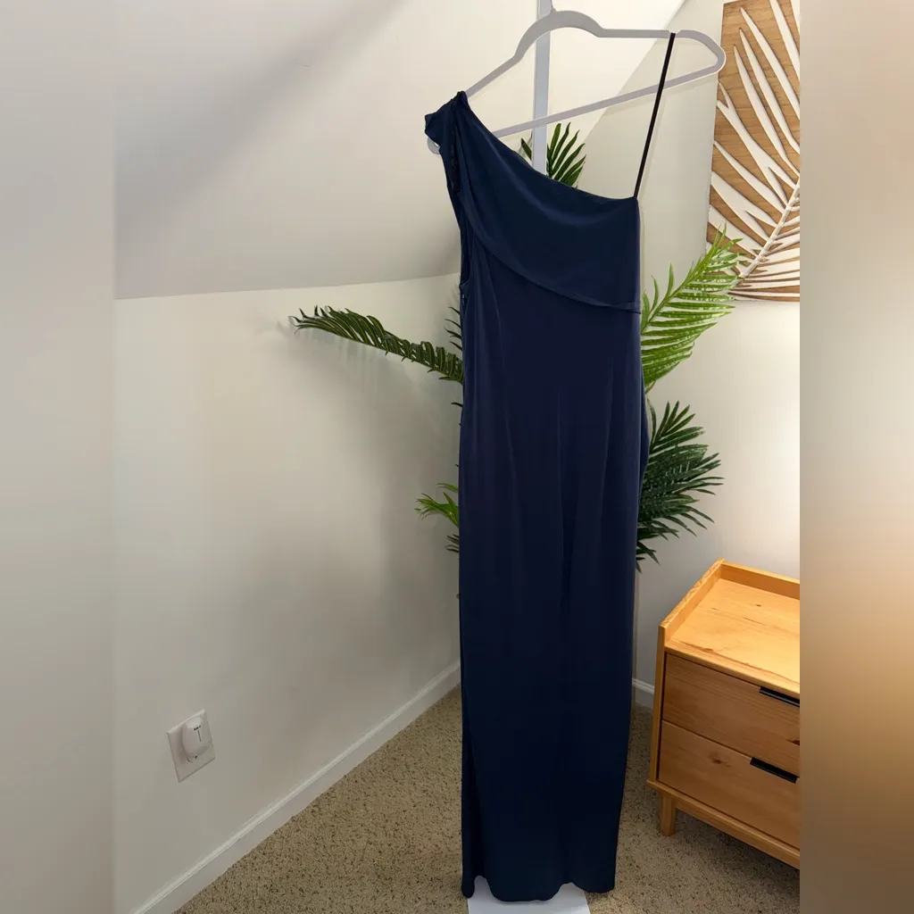 KATIE MAY Deep Sea Blue MOJAVE Single Long Sleeve HIGH SLIT Ruched GOWN XXL - Image 7