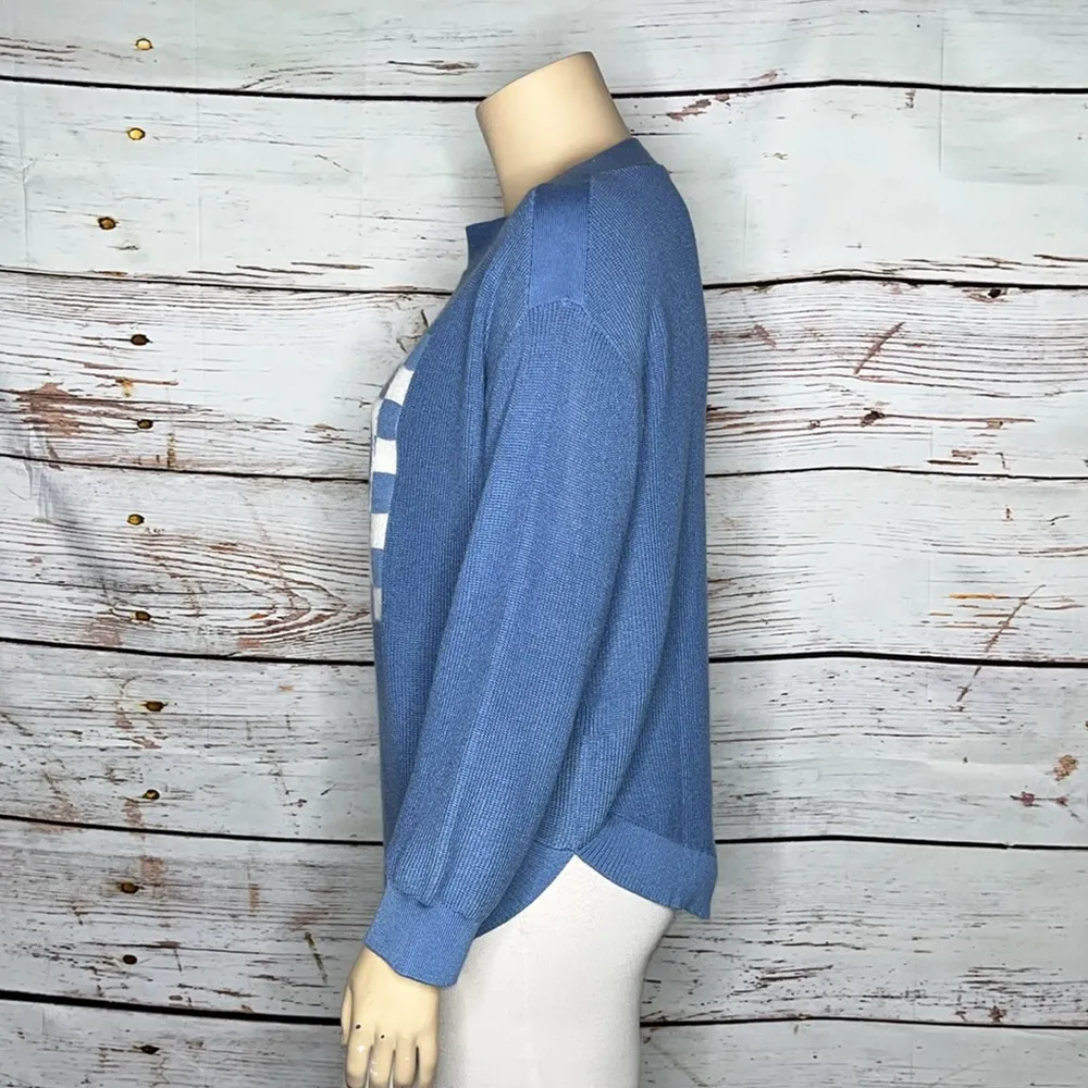 LuLaRoe NWT Size 2XL Blue - Smiley Face Checkered Tessa Sweater Top - Image 2