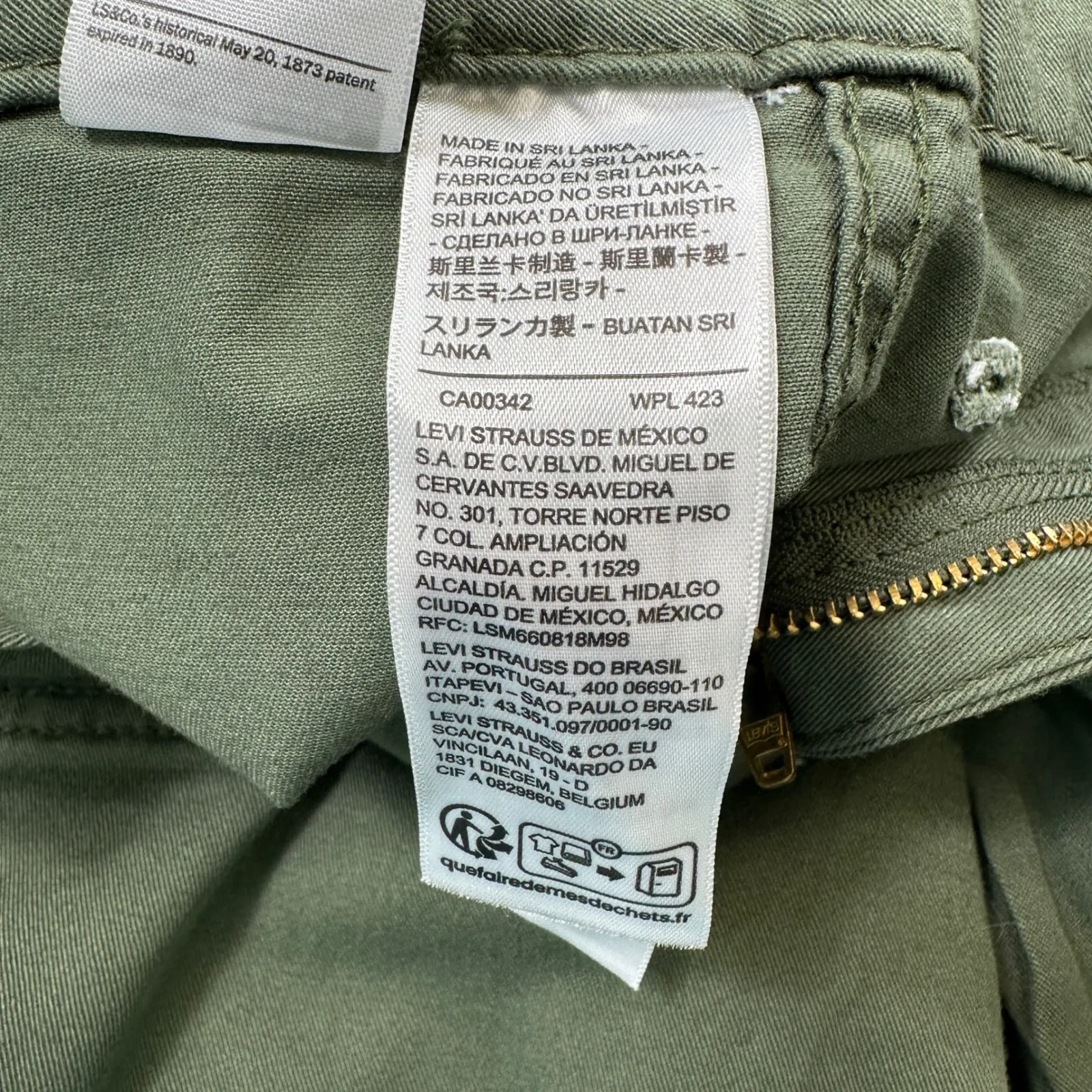 Levis Pants Women 2 26x29 Surplus Straight Utility High Rise Green Olive Stretch - Image 8