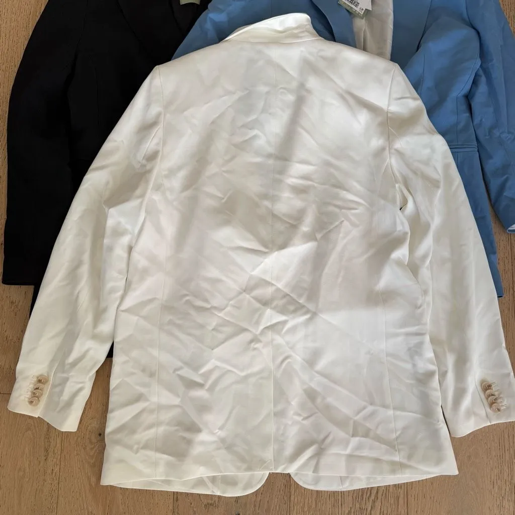 NWT H&M Lot of 3 Career Office Wear Blazer Blue Black White Size Medium Relaxed - Image 3