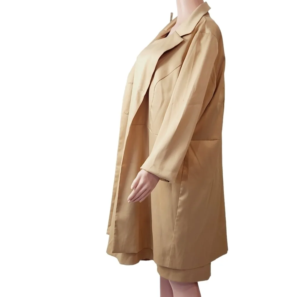 WORTHINGTON Creamy Light Gold 2 Piece Dress & Long Blazer / Coat Set Size: 18 - Image 12