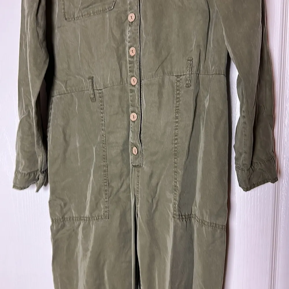 CEST TOI ARMY GREEN BUTTON FRONT JUMPSUIT LONG SLEEVE ONE PIECE ROMPER Size M - Image 4