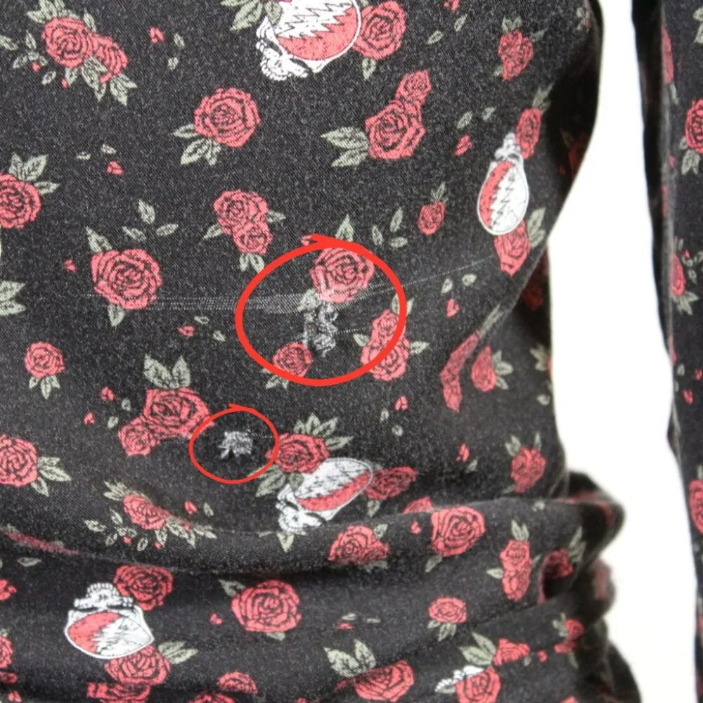 Grateful Dead Wrap Blouse Junk Food M – Rose & Stealie Logo, Boho Rock Vibe Black Size M - Image 7