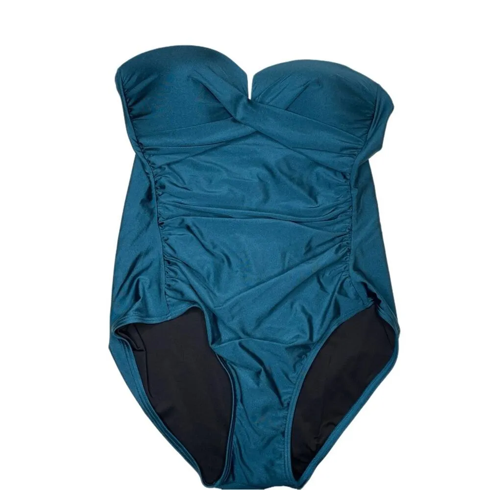 Calvin Klein Tummy Control One Piece Swimsuit Cypress Shimmer Women’s Sz 16 - Image 2