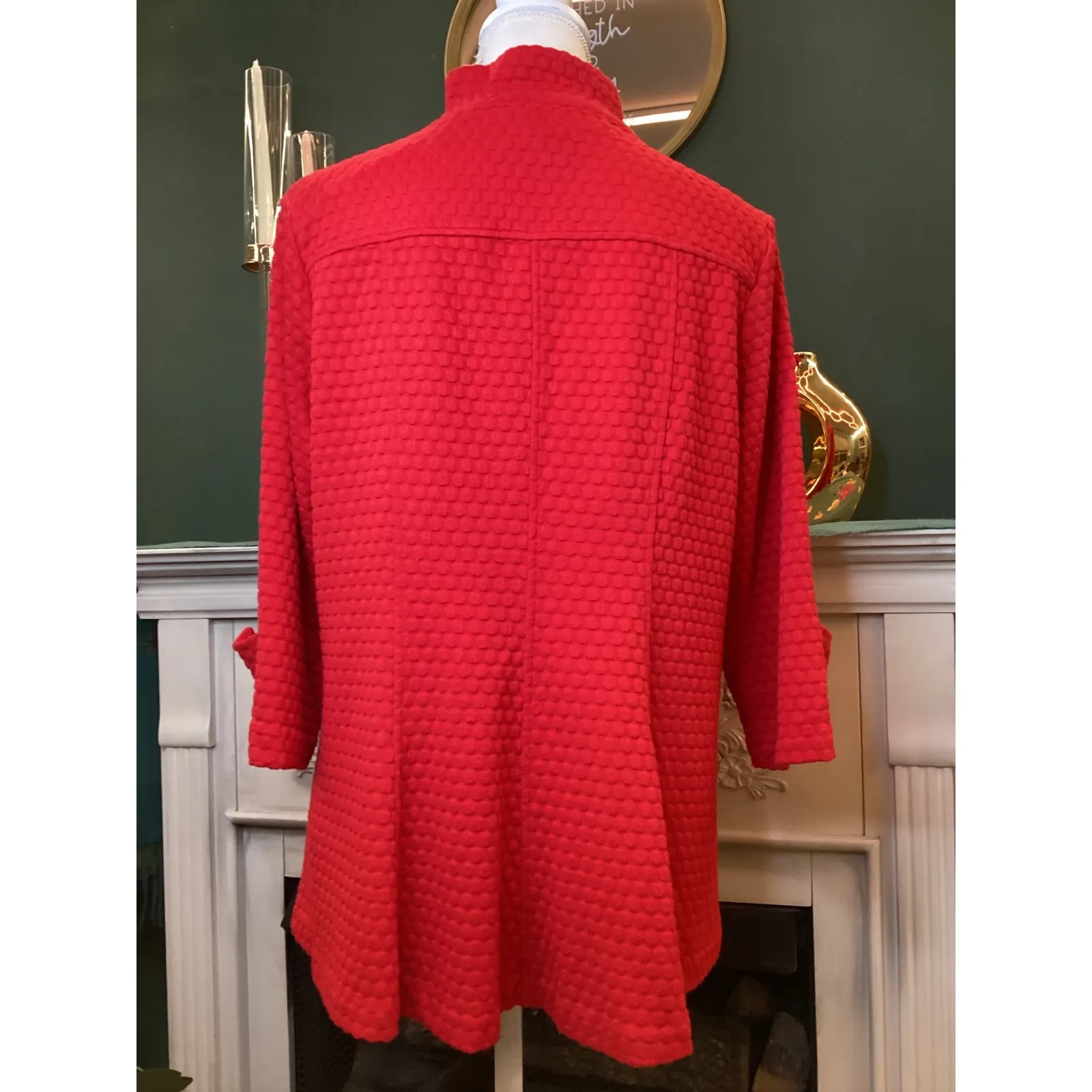 MULTIPLES Red Textured Collar Button Front Jacket Women PM - Image 2