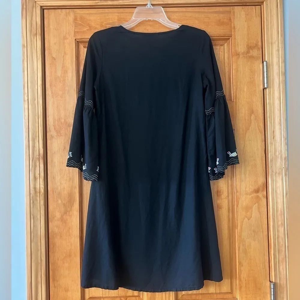 GLOBAL Desi Black Rayon A Line Dress Medium - Image 3