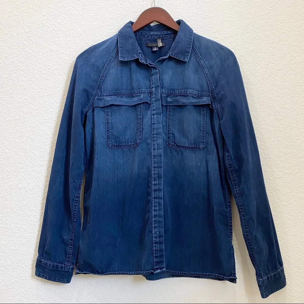 7 For All Mankind Raglan Patch Pocket LS Shirt M - Image 6