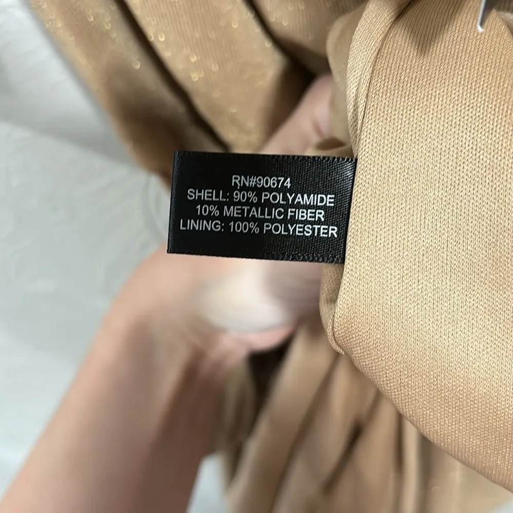 Boston Proper NWT Three Quarter Tie Waist Metallic Shimmer Maxi Dress Size Med - Image 6