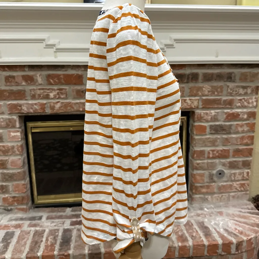 Anthropologie Orange and White Striped & Ruffled Top / S / Excellent condition - Image 3