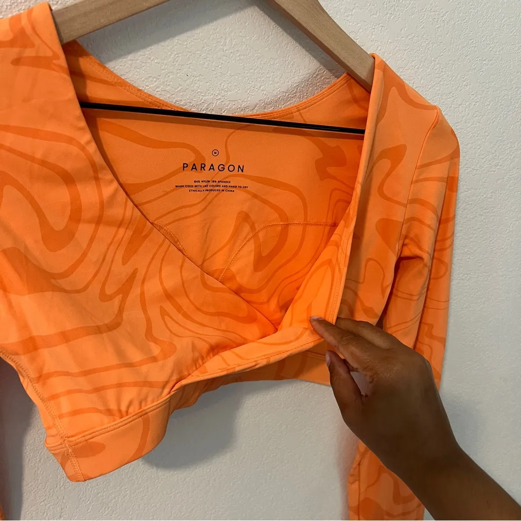 Paragon RecStretch DesB Infinite Long Sleeve Bra Orange Creamsicle‎ Crop Top M - Image 4