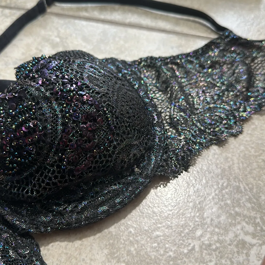 Victoria’s Secret Very Sexy‎ Black Lace Beaded Metallic Bra - Image 12