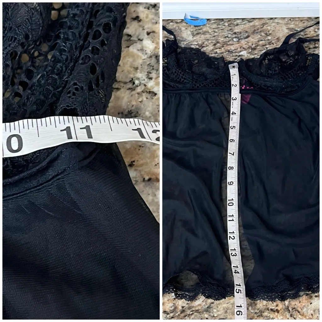 La Senza Black Sheer Babydoll Top Womens M Underwire Mesh Lingerie Y2K Goth - Image 5