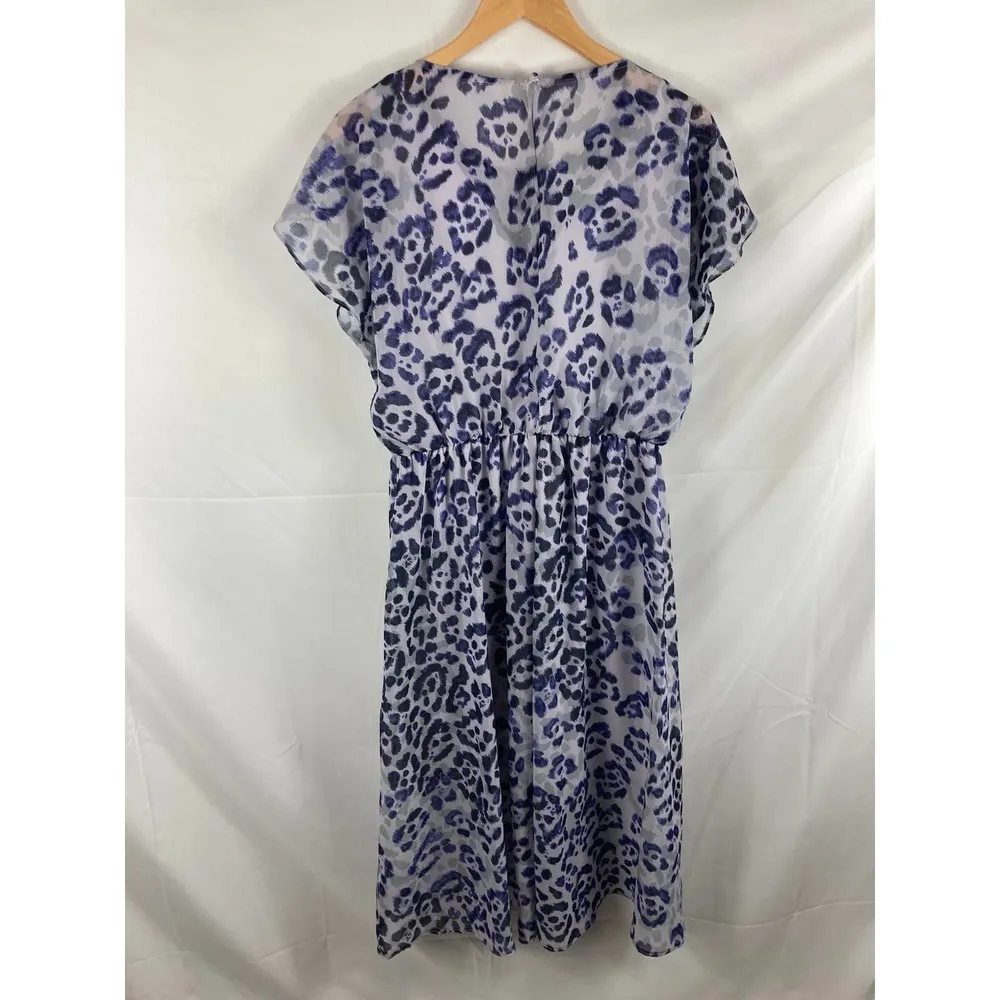 Adriana Papell watercolor leopard twist dress 8 - Image 4