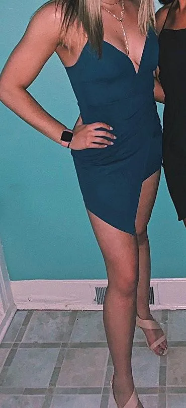 Windsor Turquoise Asymmetrical  Dress - Image 3