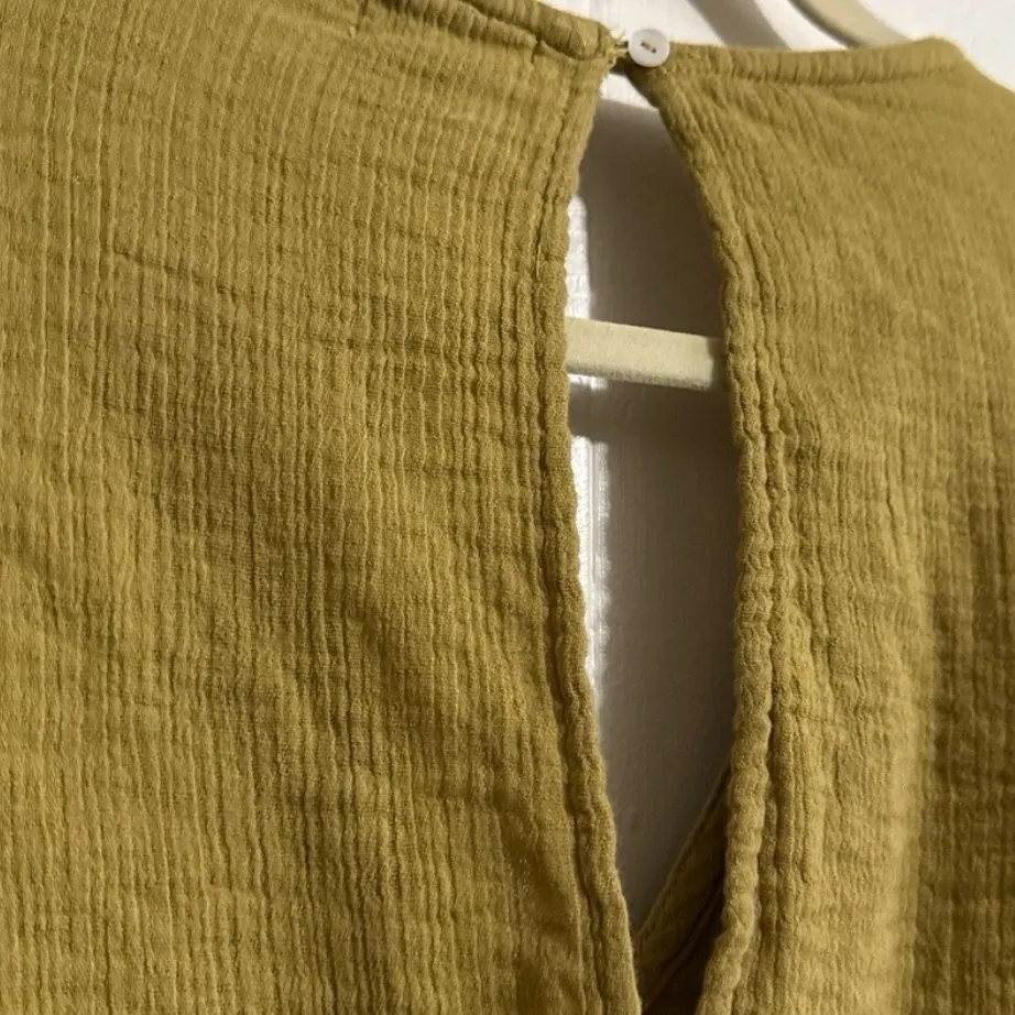 WORLD MARKET Misha Mustard 100% Cotton Gauze Cropped Wide Leg Jumpsuit w Pockets Size undefined - Image 4