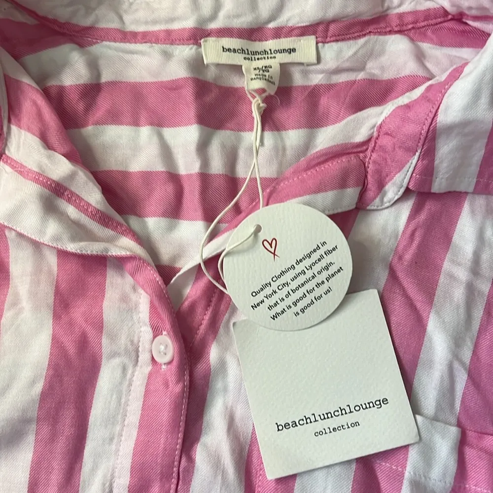 NWT Beach Lunch Lounge Pink & White Striped Blouse Size XL - Image 2