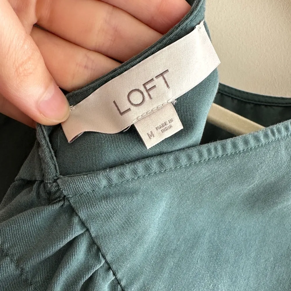 LOFT Dusty Teal Smocked Back Tank Top, Size Medium - Image 12