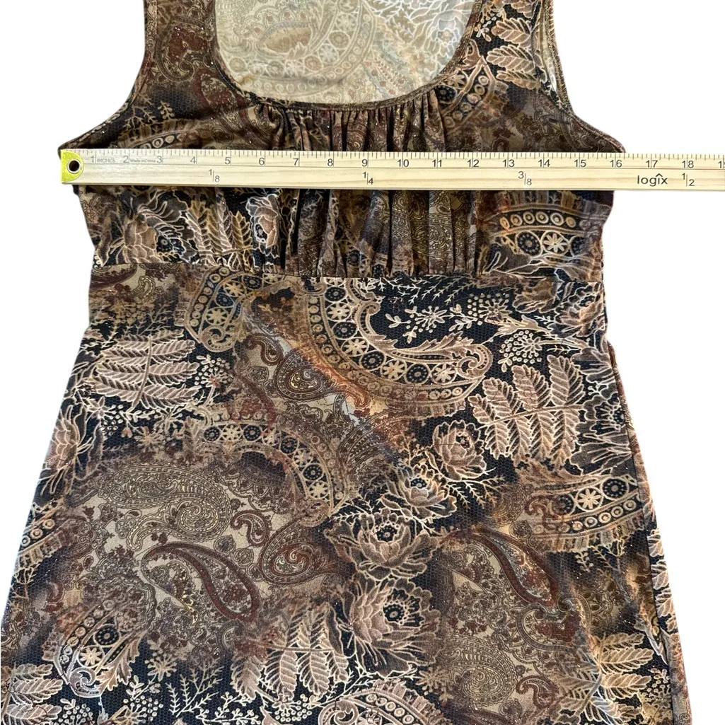Obe‎ Brown and Gold Paisley Top Size L - Image 4