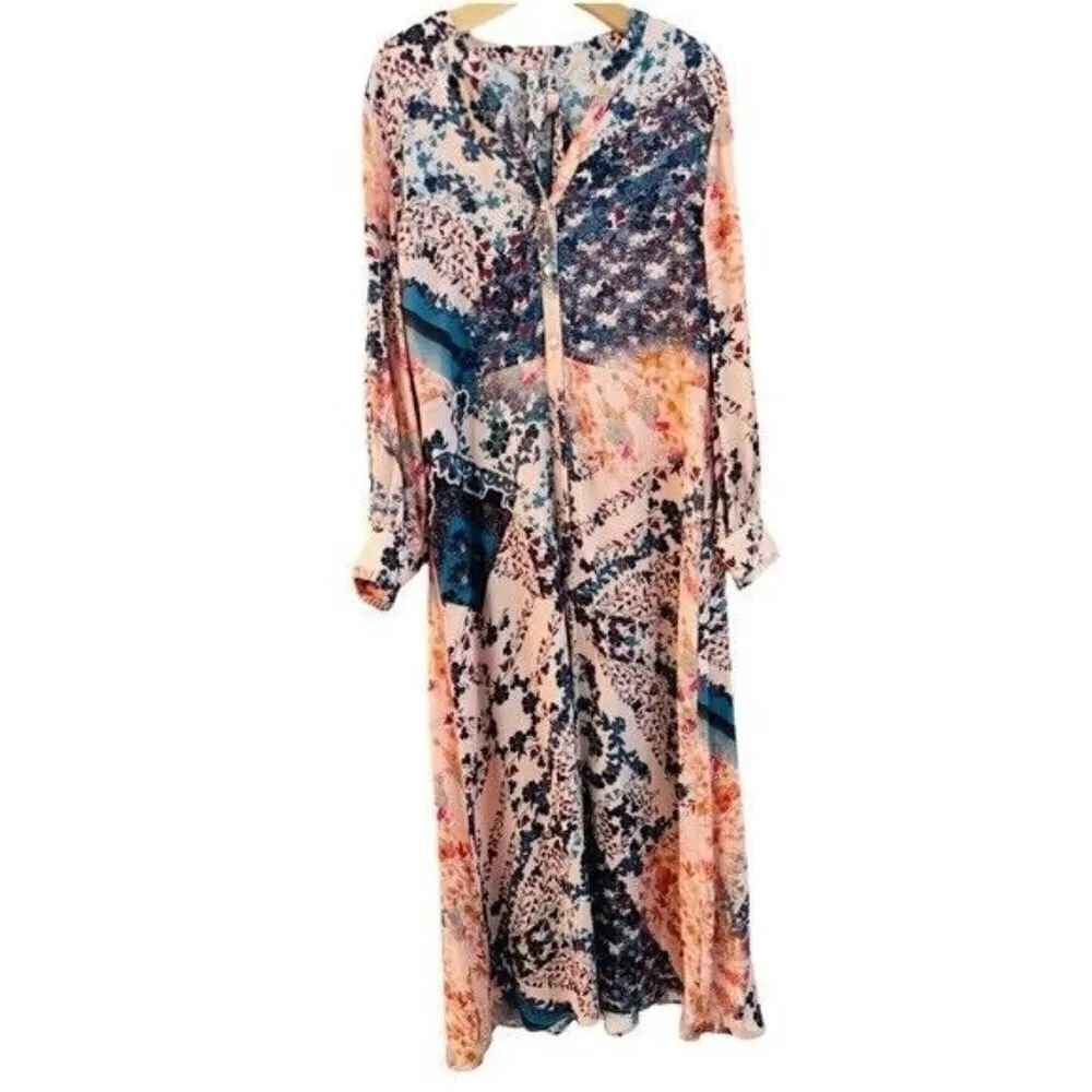 SOFT SURROUNDINGS Silky Floral Button Down Maxi Shirt Dress Size XL NEW - Image 2