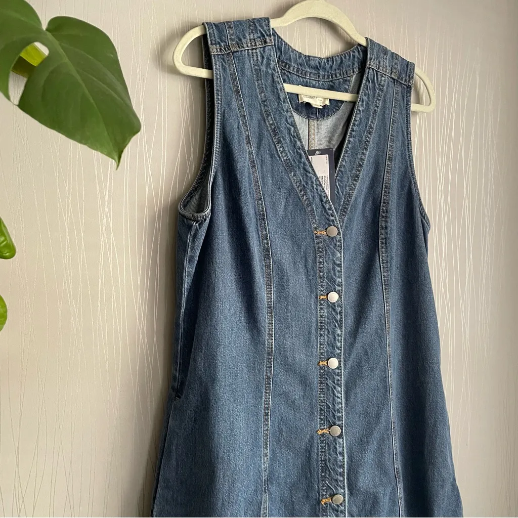 Women's Denim Button-Down Ankle Dress - Universal  Medium Wash - Image 8