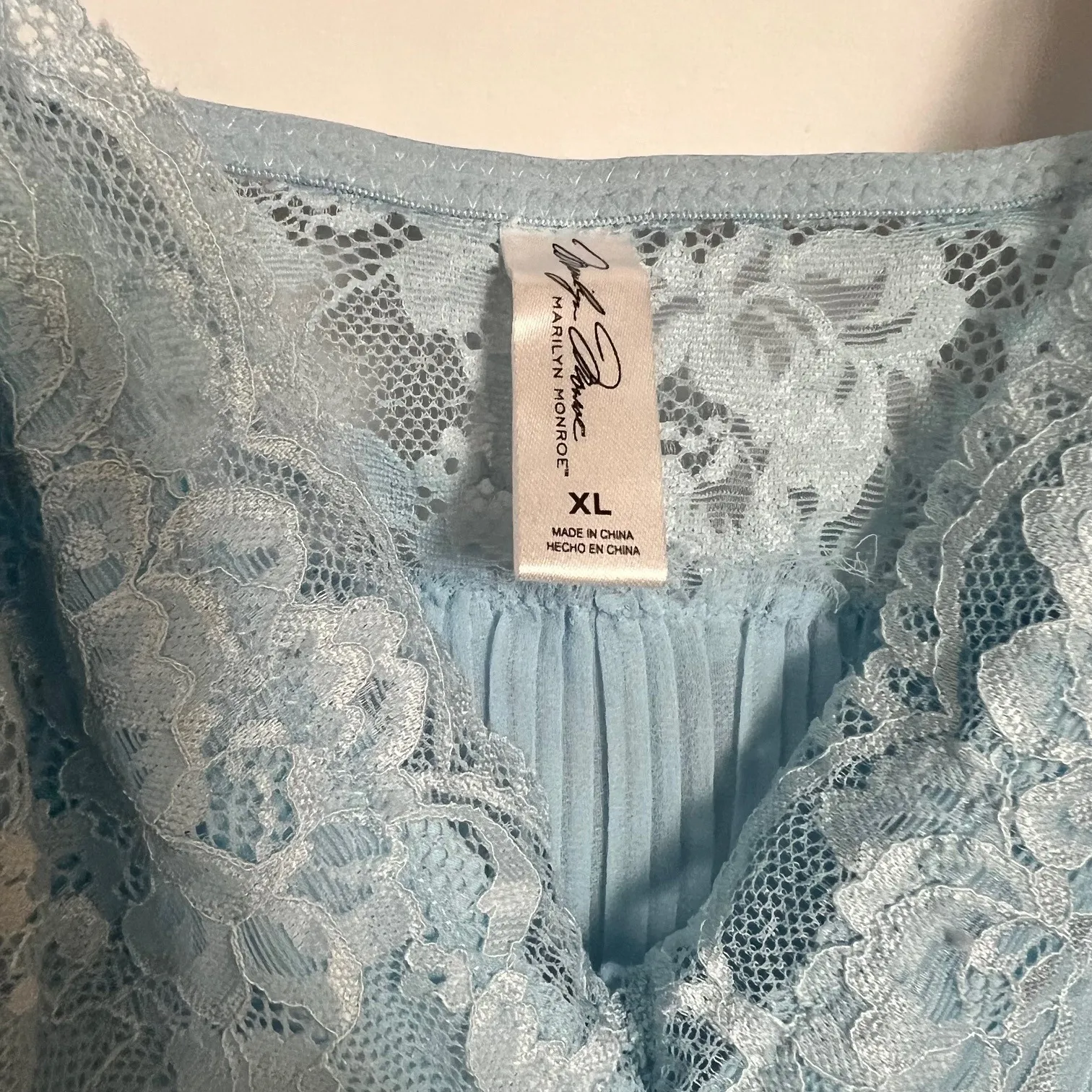 Marilyn Monroe‎ XL Blue Lace Pleated Lingerie Cami Top Babydoll Y2K - Image 2