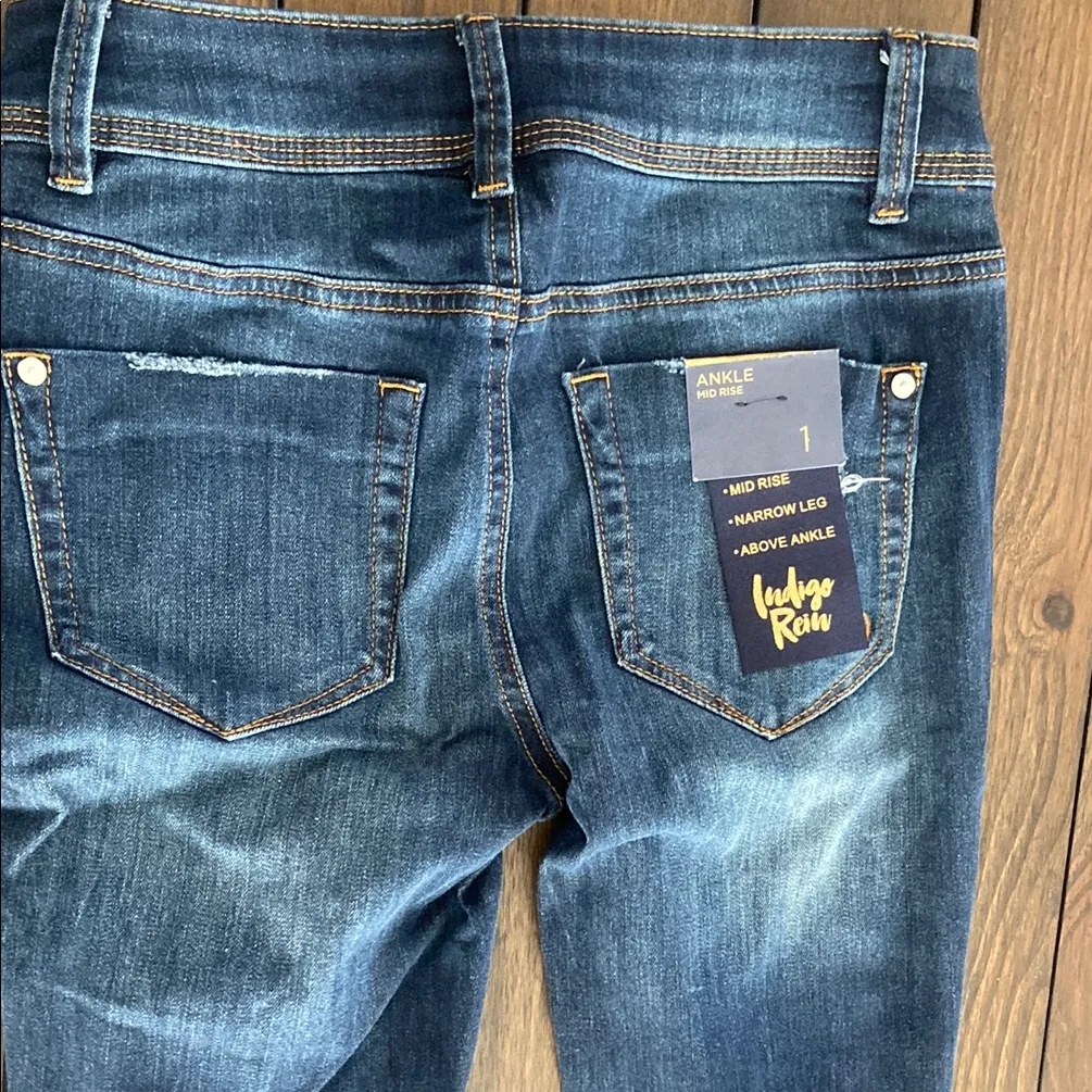 Indigo Rein Jeans Mid Rise Narrow Leg Above Ankle, Size 1 - Image 5