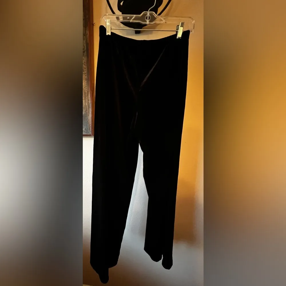 Notations Black Velvet Velor Straight Leg Pull On Women's Sz Medium - Image 2