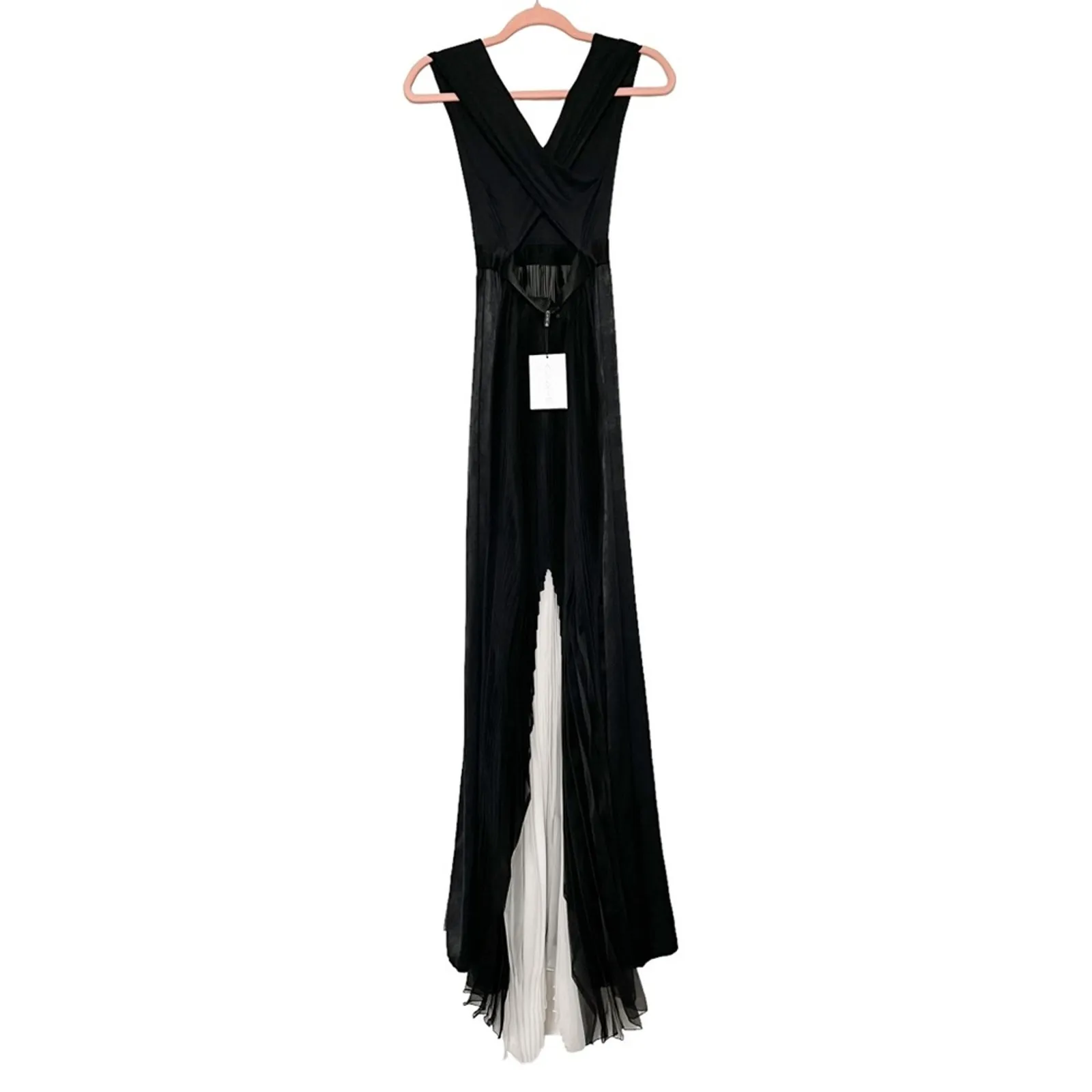 NWT Alexis‎ Federico Long Pleated Organza Silk Maxi Dress Black White Size XS - Image 4