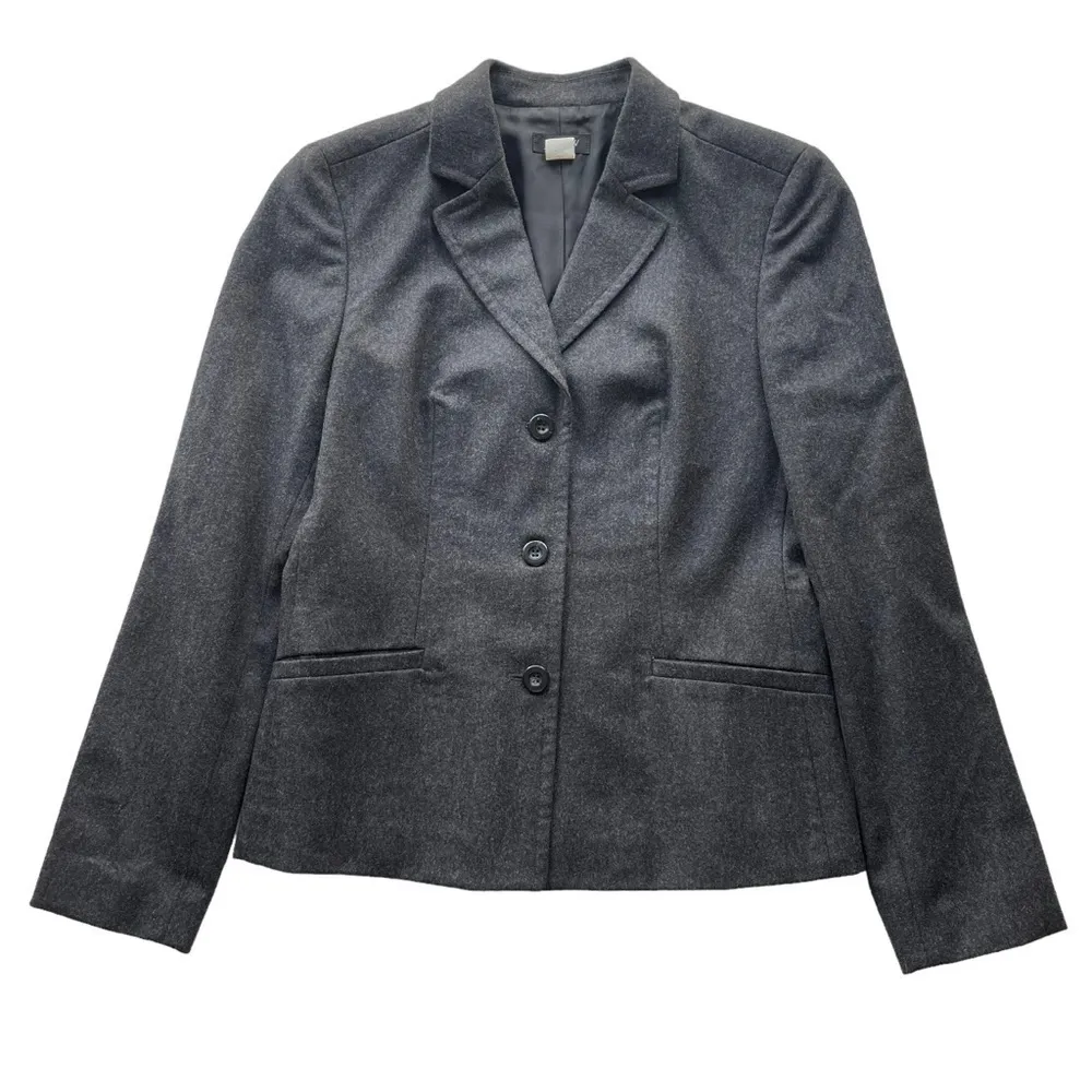 J. Crew Wool Blazer Jacket Charcoal Gray Size 4 Business Office Preppy Workwear - Image 8