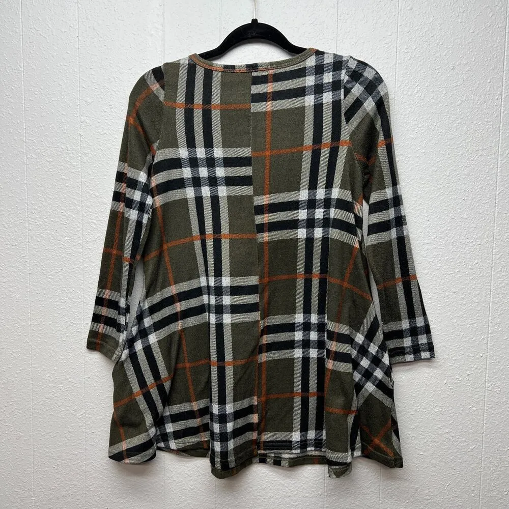 Papillon Flannel Womens Tunic Top Small Side Pockets Academia Chic Warm Cozy - Image 7