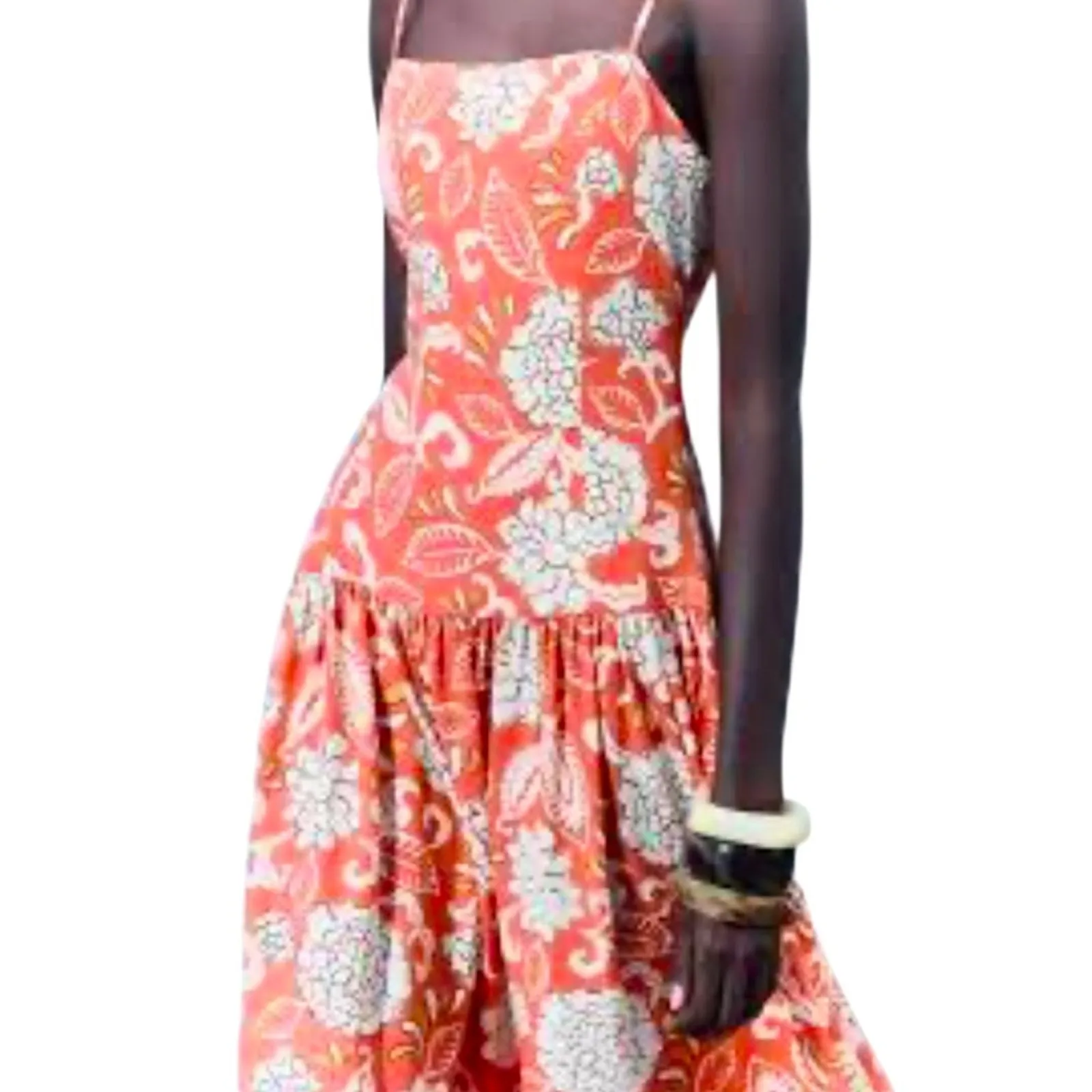 ZARA PZARA PRINTED STRAPPY DRESS COLLECTION XS PATTERNED FLORAL MIDI Size M NWT - Image 4