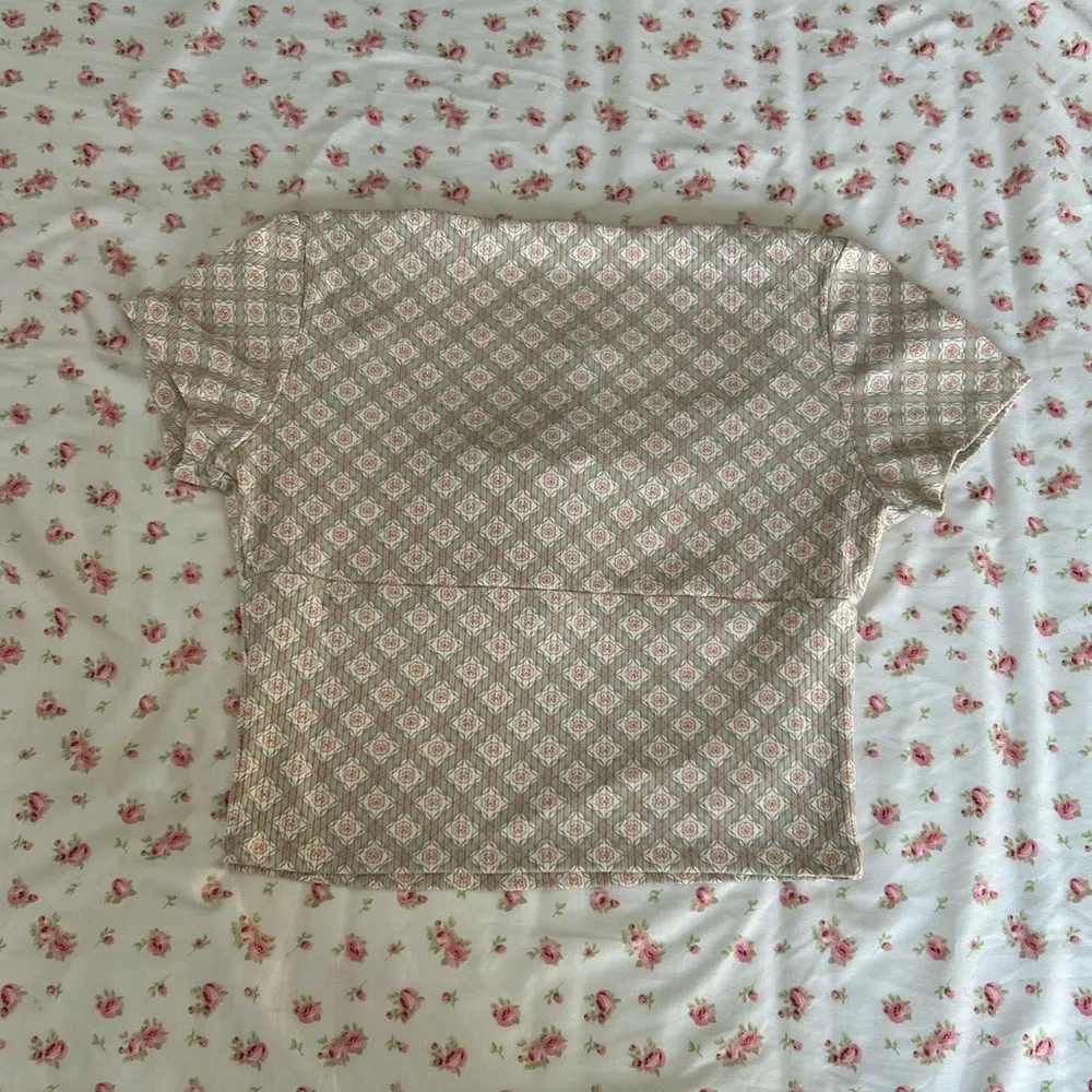 PINK ROSE Chic Patterned Top - Cream - Image 3