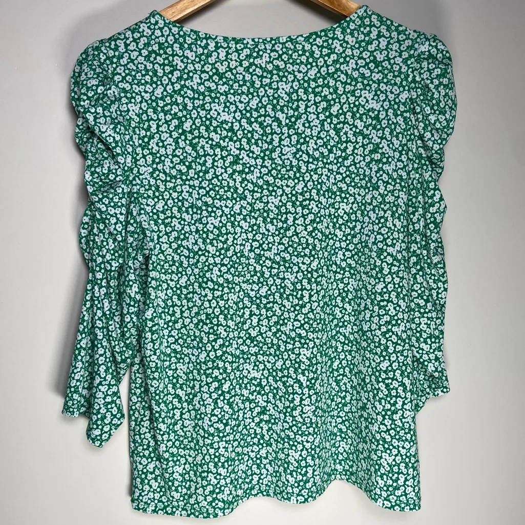 Adriana Papell Navy Stripe Blouse Green Floral Top Lot Work Office Set L - Image 11