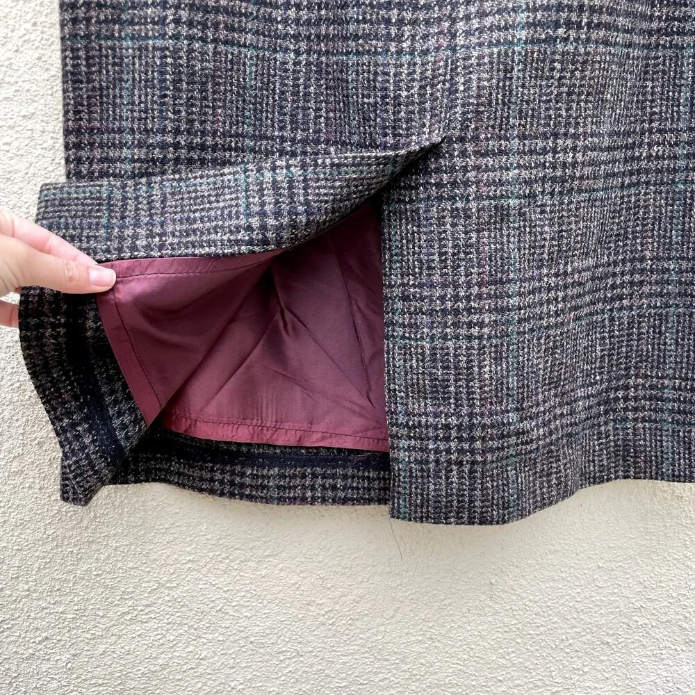 Vintage New Old Stock Brown Plaid Wool Skirt 14 Marcye Ross - Image 7