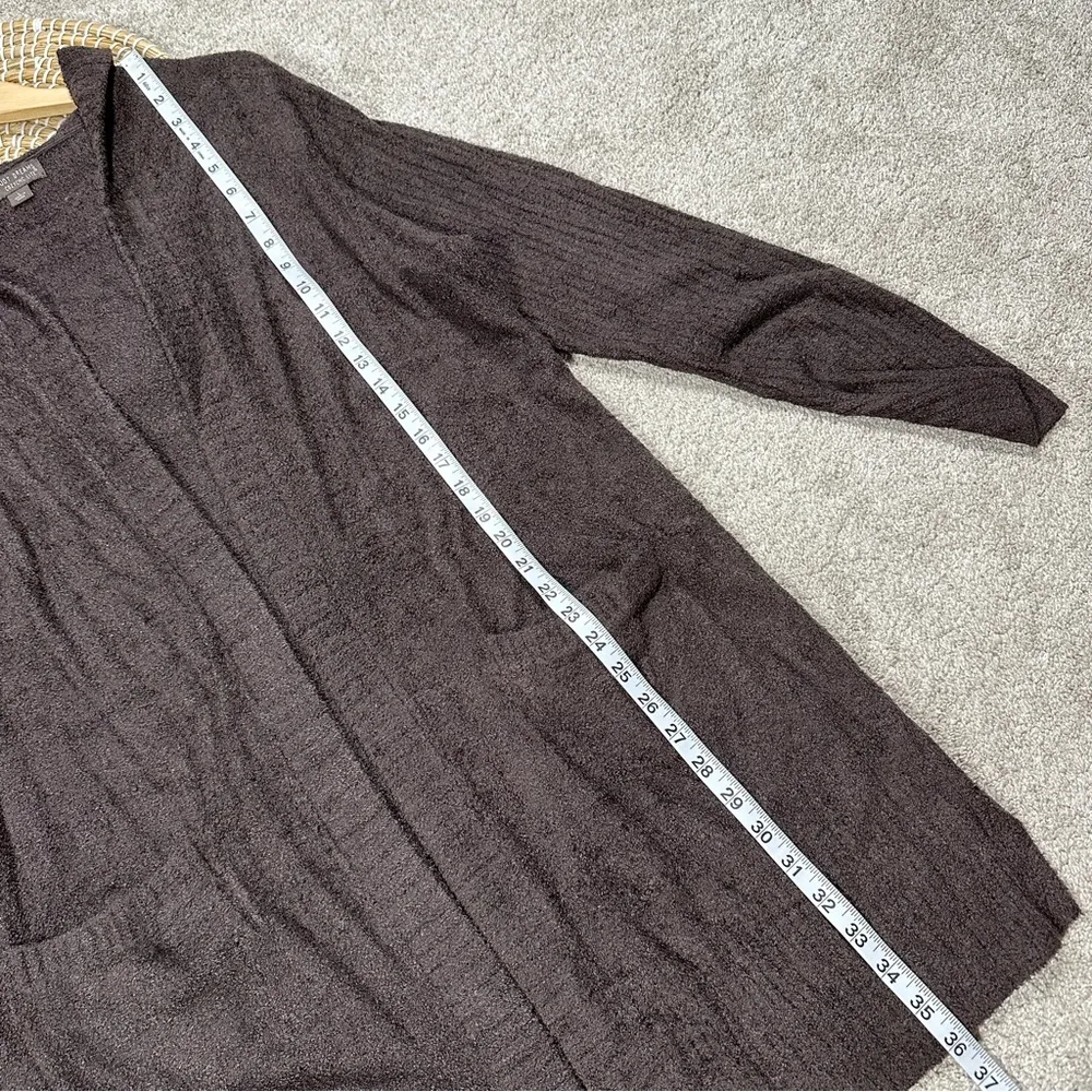Barefoot Dreams CozyChic Lite Relaxed Hooded Cardigan Open Front Pockets Brown L - Image 12