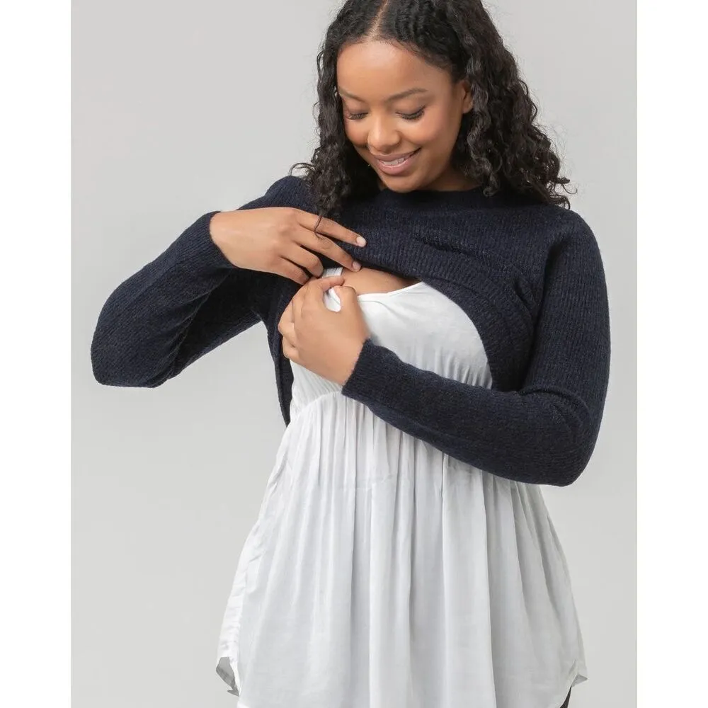 ✨HP✨RIPE MATERNITY Mandy Detachable Nursing Knit Sz Large Sweater✨ Blue - Image 4