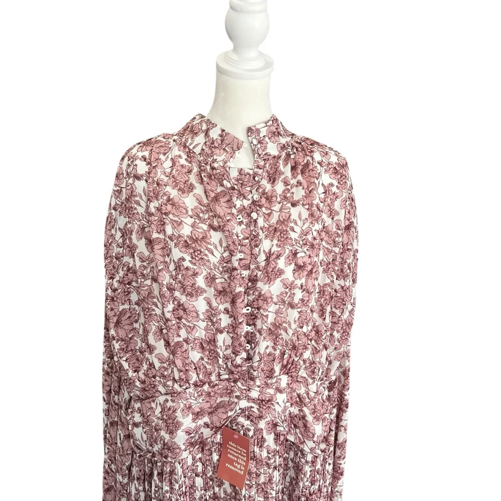 Ivy City Co Brynley Dress Pink Floral Long Sleeve Smocked Ruffle Hem NWT 3X - Image 4