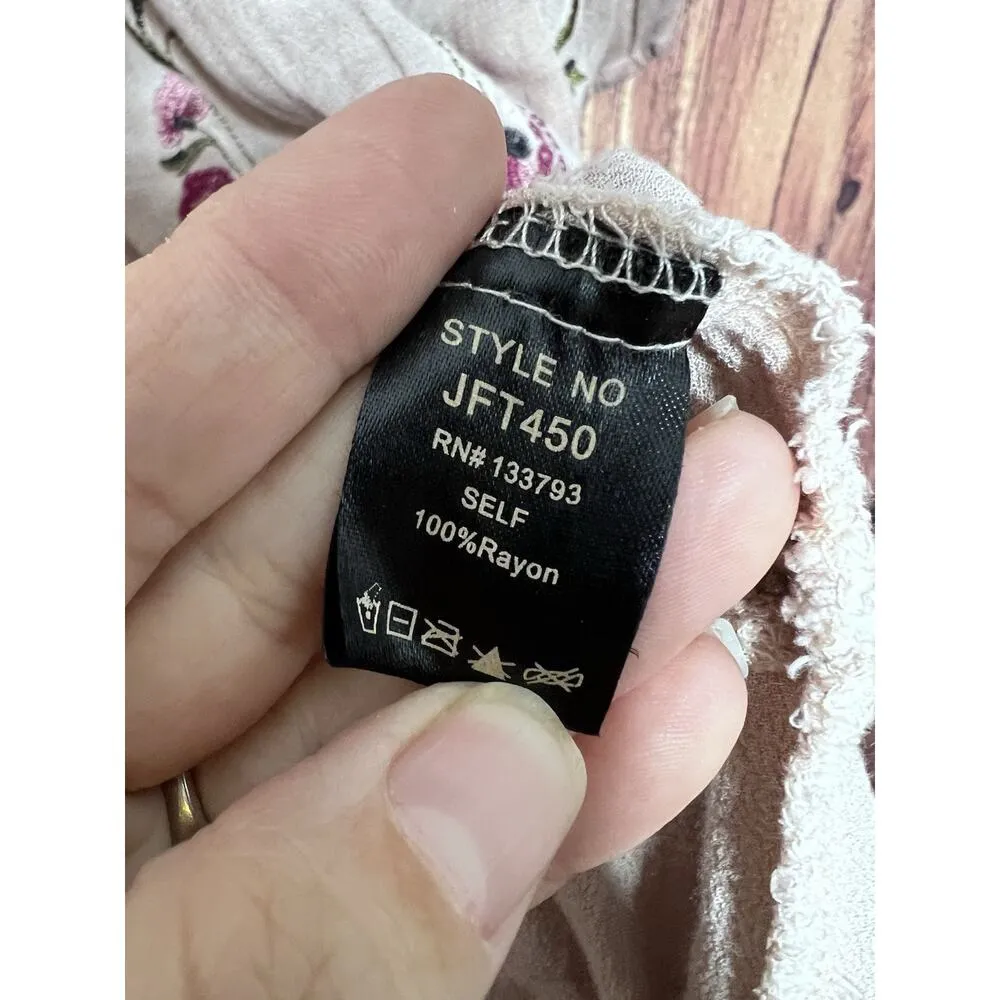 Anthropologie POL Sz S Tunic Top Boat Neck Embroidery Tassels Flounce Hem Boho - Image 5